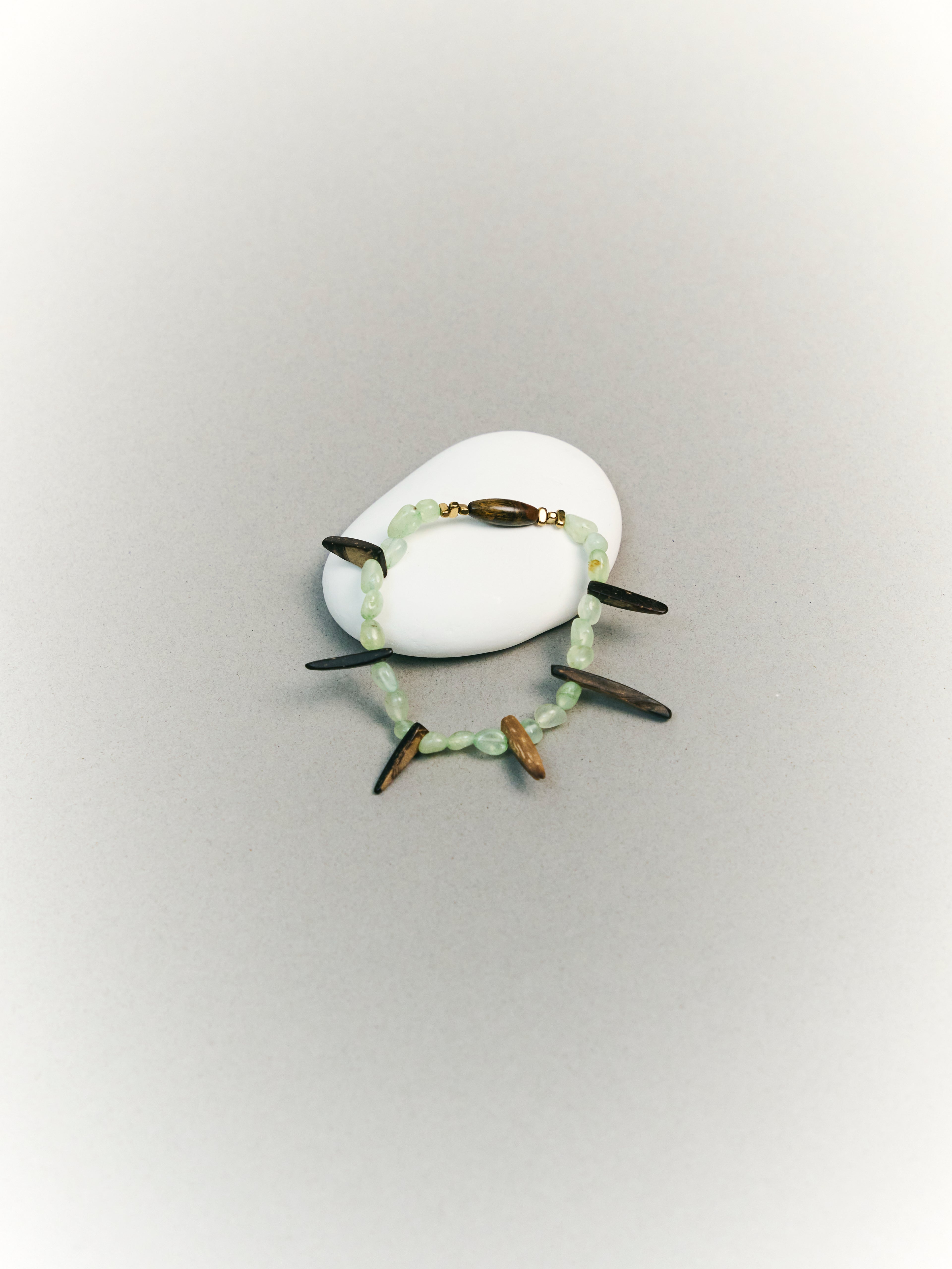 Golden Prehnite Spike Bracelet